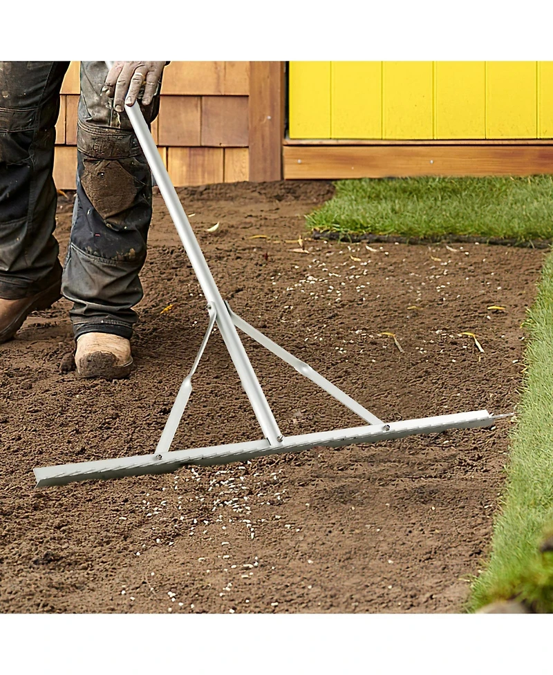 Givimo Aluminum Rake with 36 Inch Wide Rake Head and 68 Inch Long Handle