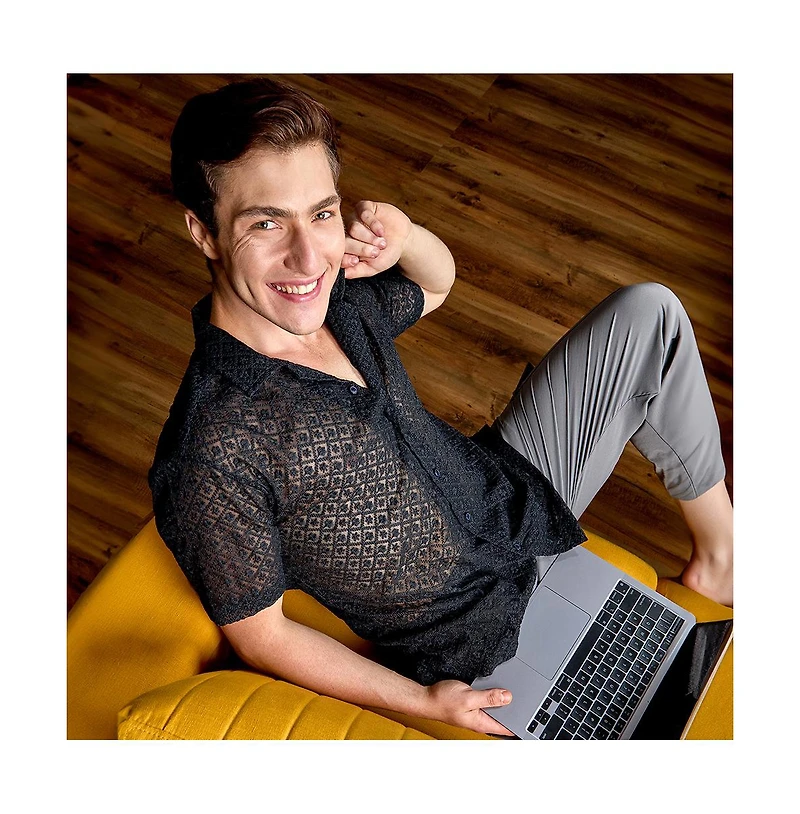 Campus Sutra Men's Midnight Black Floral Embroidered Shirt