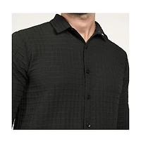 Men's Midnight Black Embossed Graph Check Shirt