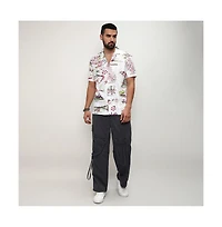 Campus Sutra Men's Chalk White:Blush Pink Maps Shirt