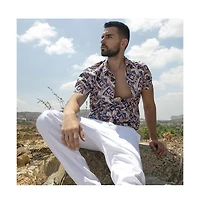 Men's Sienna Brown & Indigo Blue Bohemian Shirt