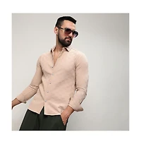 Men's Beige Self-Design Intertwine Shirt