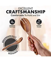 Zulay Kitchen 12-Piece Teak Wooden Utensils for Cooking - Natural Teak Utensil Set