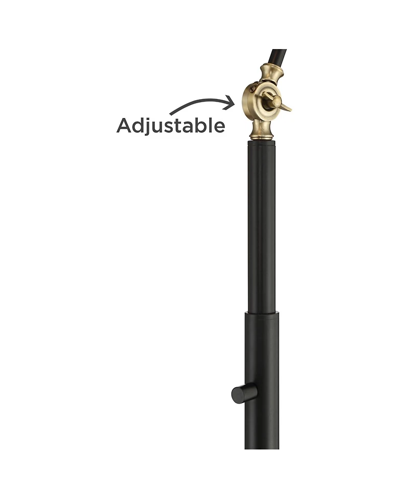 360 Lighting Wray Mid Century Modern Pharmacy Floor Lamp 61" Tall Flat Black Warm Brass Adjustable Swivel Head for Living Room Reading Bedroom Ho