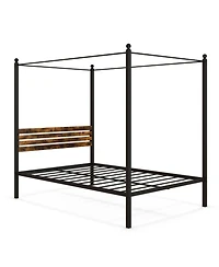 Sugift Twin Canopy Bed Frame with Under Bed Storage