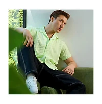 Men's Lime Green Self-Design Box Shirt
