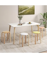 Sugift Set of 4 Bentwood Stackable Stools Dining Stools with Round Tops