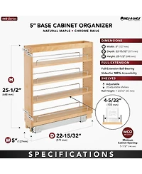 Rev-a-Shelf 5" Pull Out Kitchen Cabinet Organizer Pantry Spice Rack, 448-bc-5C
