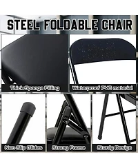 Sugift Outdoor/Indoor Black Vinyl Padded Folding Dining Chair (Set of 4)