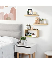 Sorbus 2 Floating Shelves with Invisible Brackets & 1 Rectangular Box (Maple)