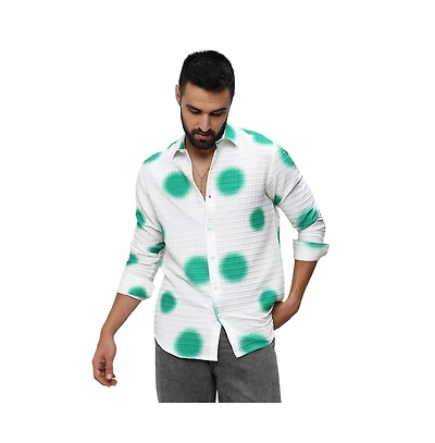Men's Chalk White:Emerald Green Spraypaint Shirt