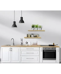 Sorbus Set of 3 (24"x9") Rectangle Floating Shelves with Invisible Brackets - for Bedroom, Kitchen Decor, Bathroom Shelves (Maple)