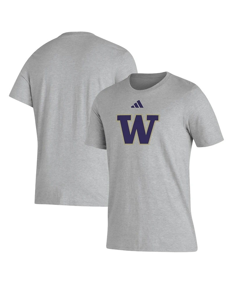 Adidas Men's Gray Washington Huskies Primary Locker Logo Pre-Game Aeroready T-Shirt