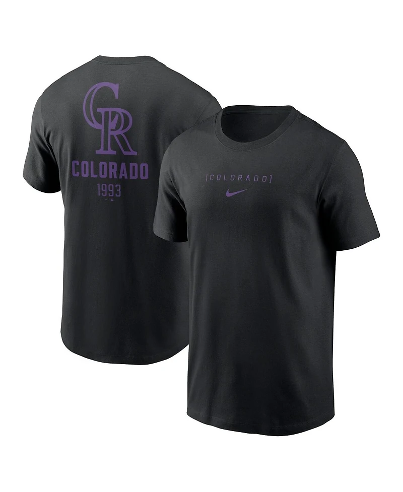 Nike Men's Black Colorado Rockies Large Logo Back Stack T-Shirt