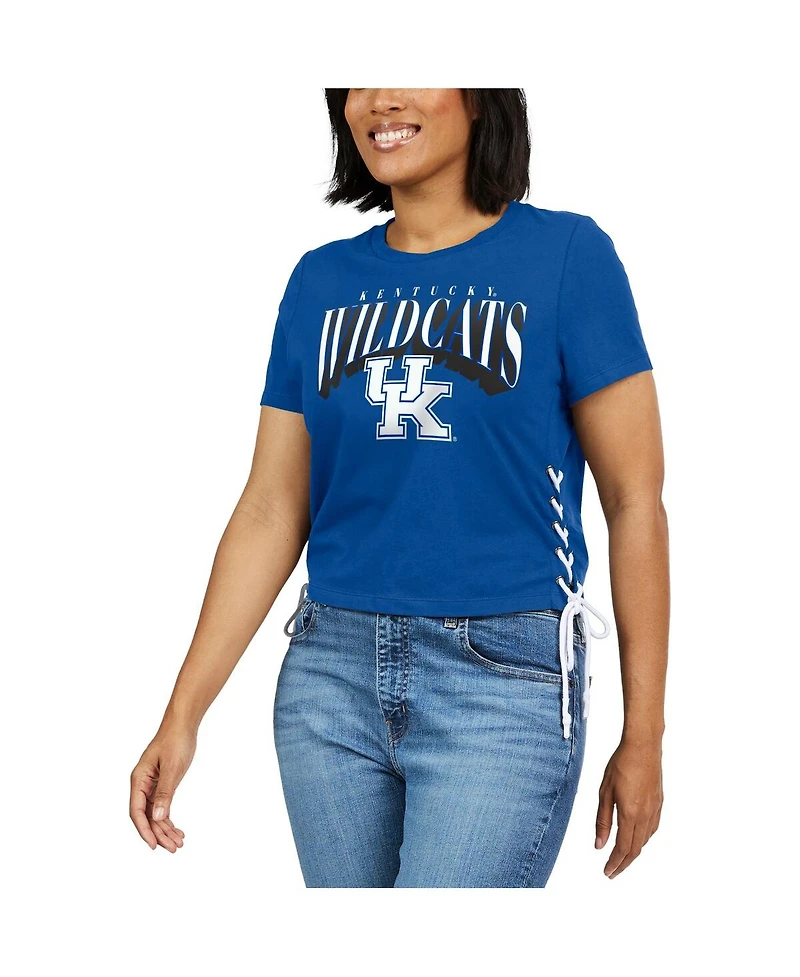 Wear by Erin Andrews Women's Royal Kentucky Wildcats Side Lace-Up Modest Crop T-Shirt