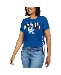 Wear by Erin Andrews Women's Royal Kentucky Wildcats Side Lace-Up Modest Crop T-Shirt