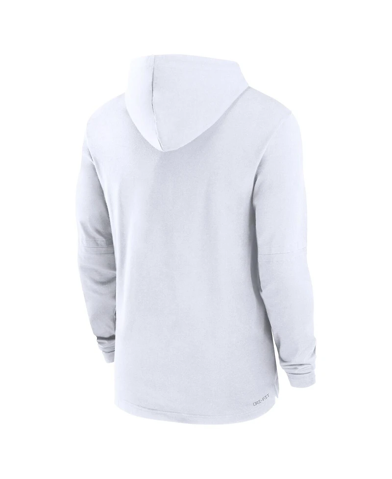 Jordan Men's White Michigan Wolverines Sideline Hoodie Performance Long Sleeve T-Shirt
