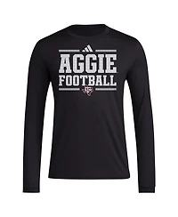 Adidas Men's Black Texas A M Aggies Locker Football Pre-Game Aeroready Long Sleeve T-Shirt