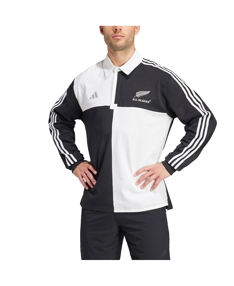 Adidas Men's Black New Zealand Rugby 2024/25 Long Sleeve Polo Jersey