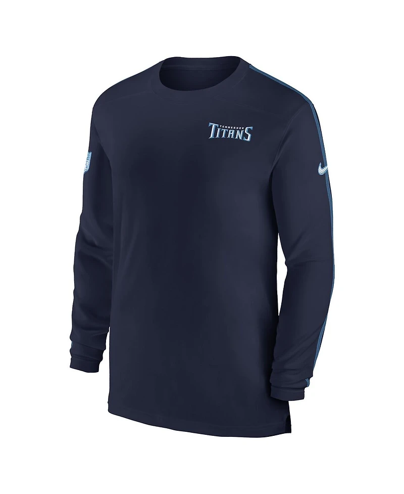 Nike Men's Navy Tennessee Titans Sideline Coach Uv Performance Long Sleeve T-Shirt