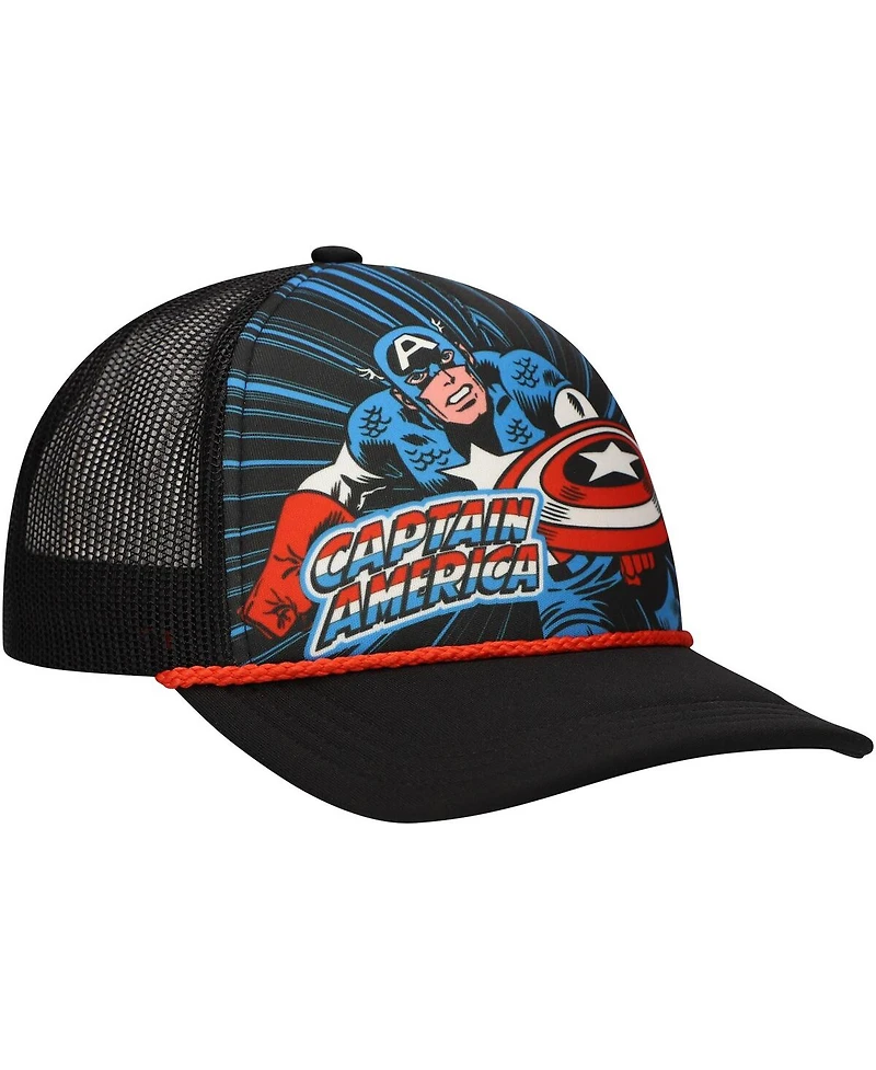 Lids Big Boys and Girls Black Captain America Foam Trucker Adjustable Hat