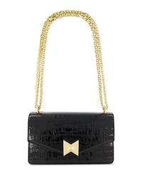 Gold Plated Hardware Crocodile Leather Shoulder Bag