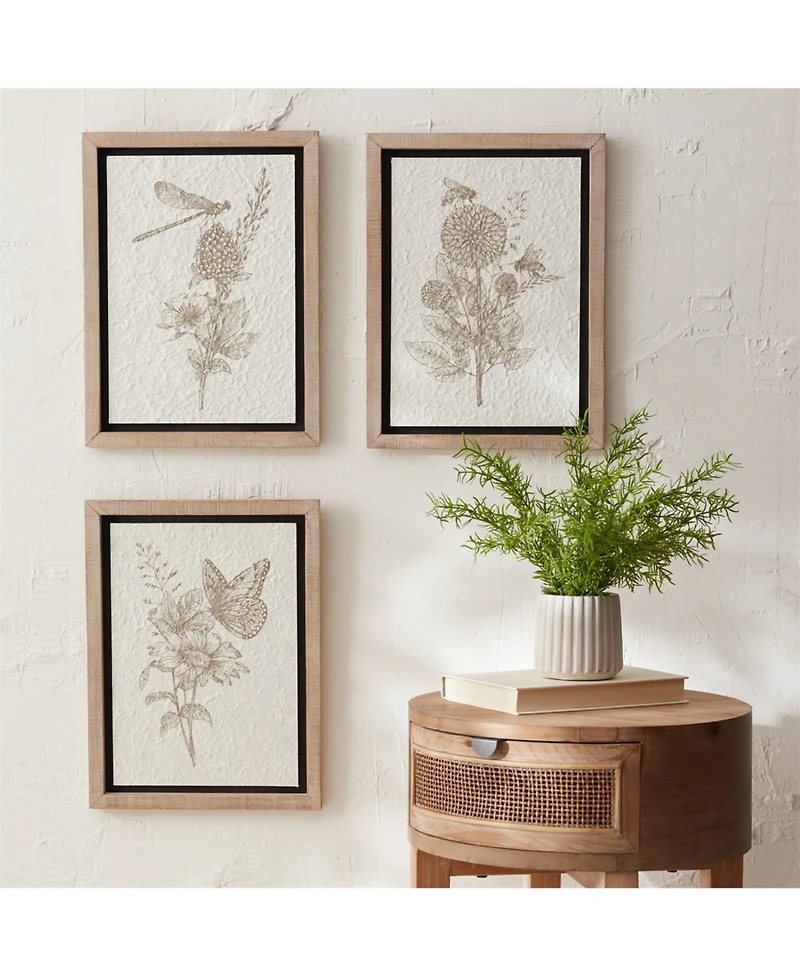 Slickblue Framed Garden Print for Charming Wall Art and Home Decor (Set of 3)