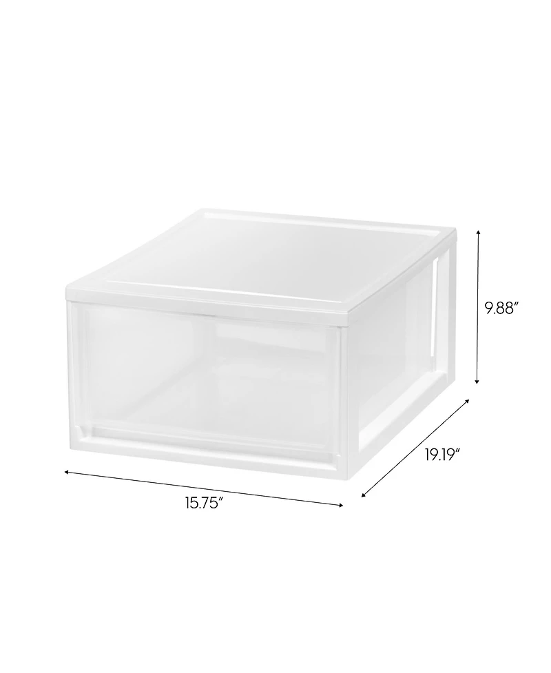 Iris Usa 30 Qt. Stackable Storage Drawer, 2 Pack, Plastic Drawer Organizer with Clear Doors for Pantry, Bedroom, Closet, Kitchen, Under-Sink, Home and