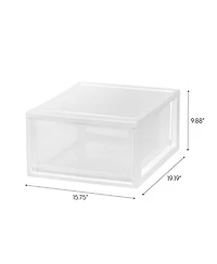 Iris Usa 30 Qt. Stackable Storage Drawer, 2 Pack, Plastic Drawer Organizer with Clear Doors for Pantry, Bedroom, Closet, Kitchen, Under-Sink, Home and