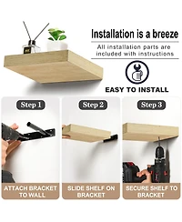 Sorbus 9 Inch 4 Pack Wall Mounted Floating Square Shelves - for Bedroom, Kitchen, Living Room, Bathroom (Maple)