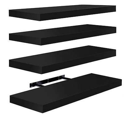 Sorbus 24 x 9 Inch 4 Pack Wall Mounted Floating Wood Shelves - for Bedroom, Kitchen, Living Room, Bathroom (Maple)