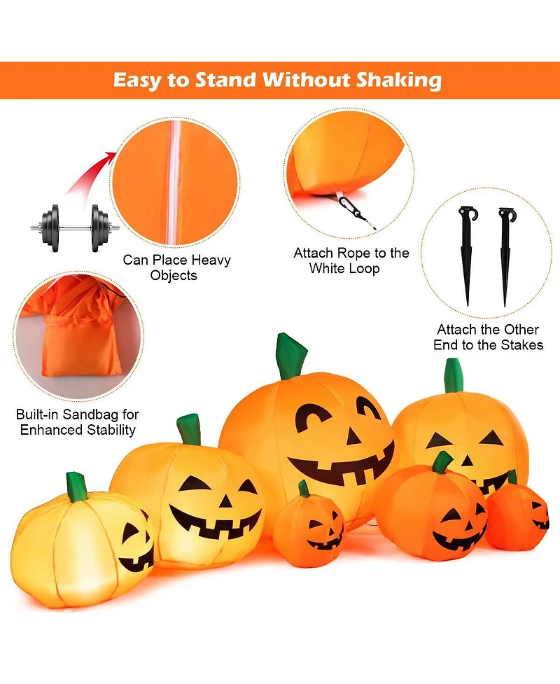 Givimo 7.5 Feet Halloween Inflatable 7 Pumpkins Patch with Led Lights