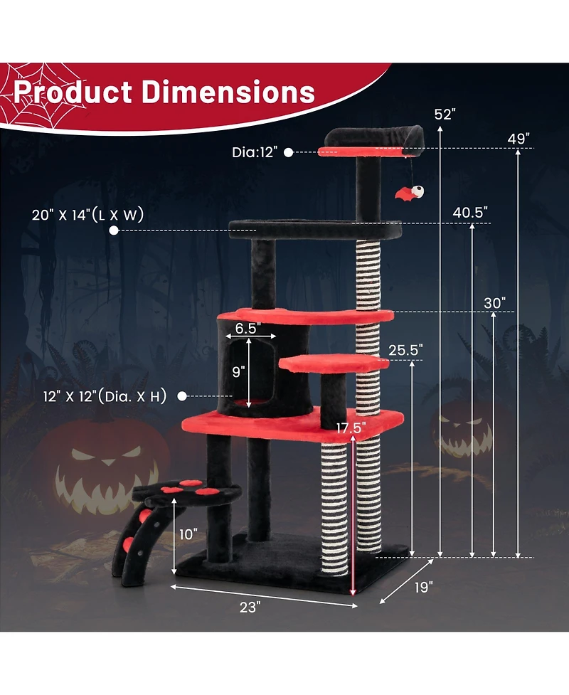 Gothic Cat Tree with Cat Bed Cat Condo and Sisal Scratching Post