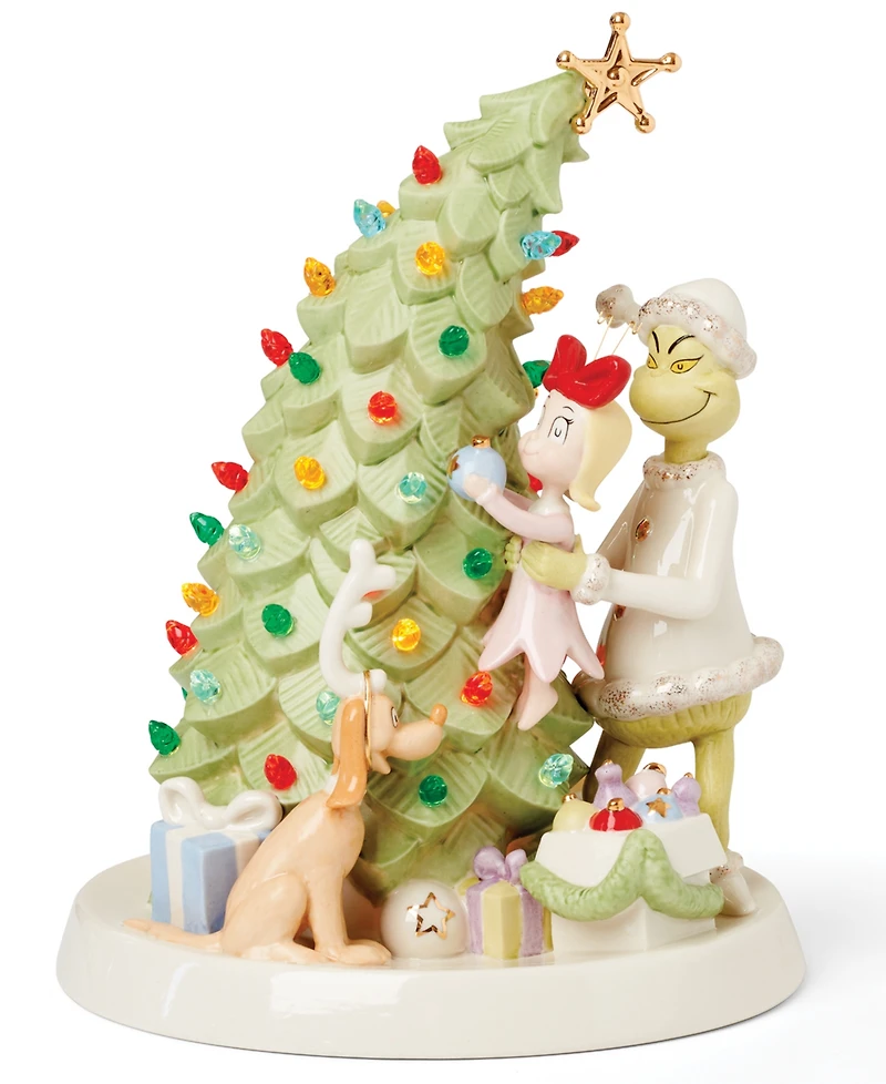 Lenox Grinch Decorates the Christmas Tree Led Figurine