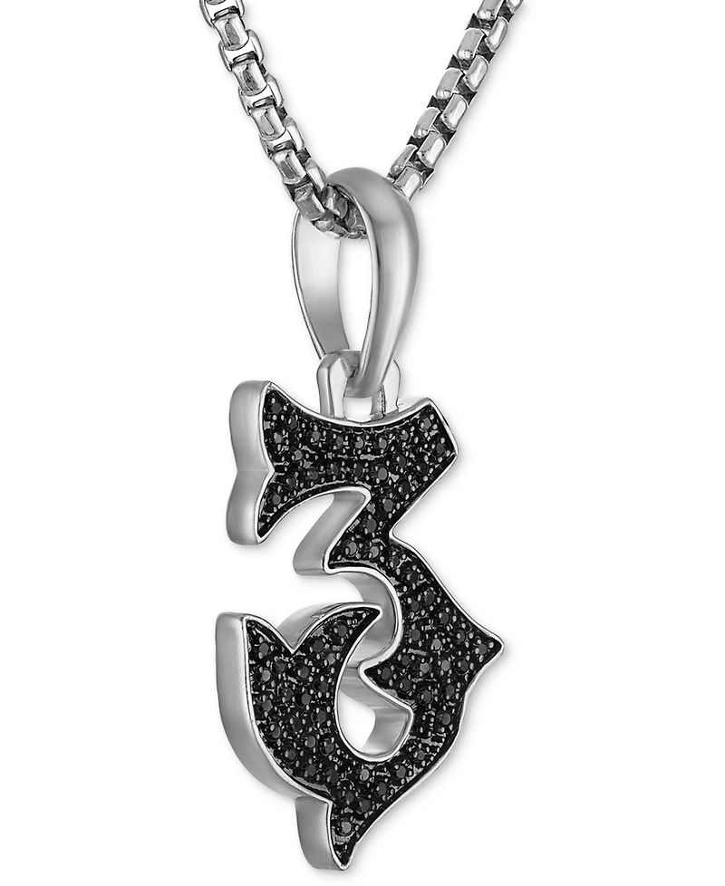 Bulova Marc Anthony Men's Black Diamond Number 3 Pendant Necklace (1/3 ct. t.w.) in Sterling Silver-Plate, 24" + 2" extender, BVP1055-wsaa
