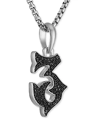 Bulova Marc Anthony Men's Black Diamond Number 3 Pendant Necklace (1/3 ct. t.w.) in Sterling Silver-Plate, 24" + 2" extender, BVP1055-wsaa