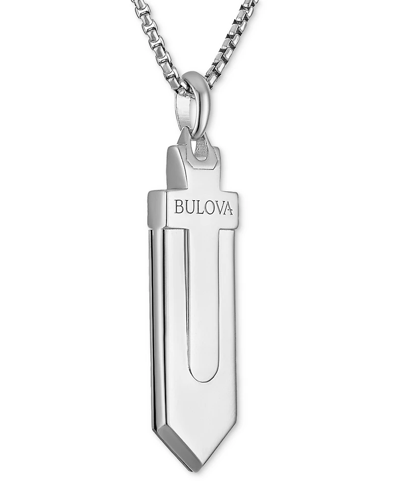 Bulova Marc Anthony Men's Black Diamond Damascus Sword Pendant Necklace (1/6 ct. t.w.) in Sterling Silver-Plate, 24" + 2" extender, BVP1079-wmmaa
