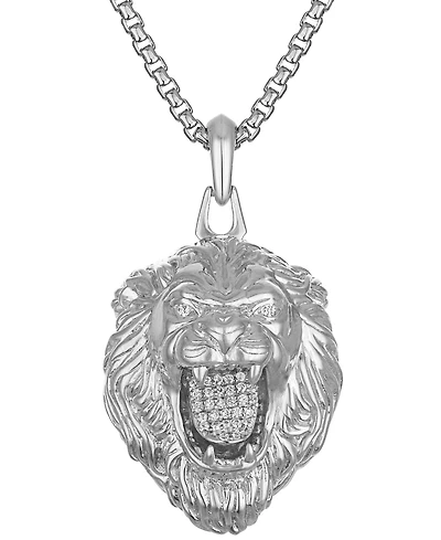 Bulova Marc Anthony Men's Diamond Lion Pendant Necklace (1/5 ct. t.w.) in Sterling Silver-Plate, 24" + 2" extender, BVP1072-WSSC4