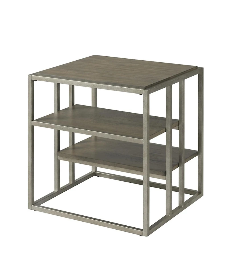 Streamdale Furniture Metal Frame Wood Living Room End Table with Shelf