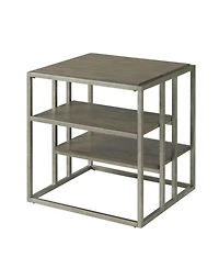 Streamdale Furniture Metal Frame Wood Living Room End Table with Shelf