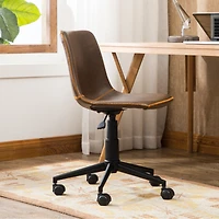 Simplie Fun Faux Leather 360 Swivel Air Lift Office Chair, Antique Brown