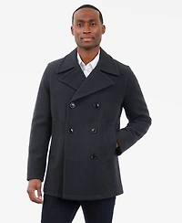 London Fog Men Double-Breasted Wool Blend Peacoat