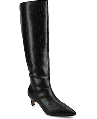 Journee Collection Women's Tullip Kitten Heel Pointed Toe Knee High Dress Boots