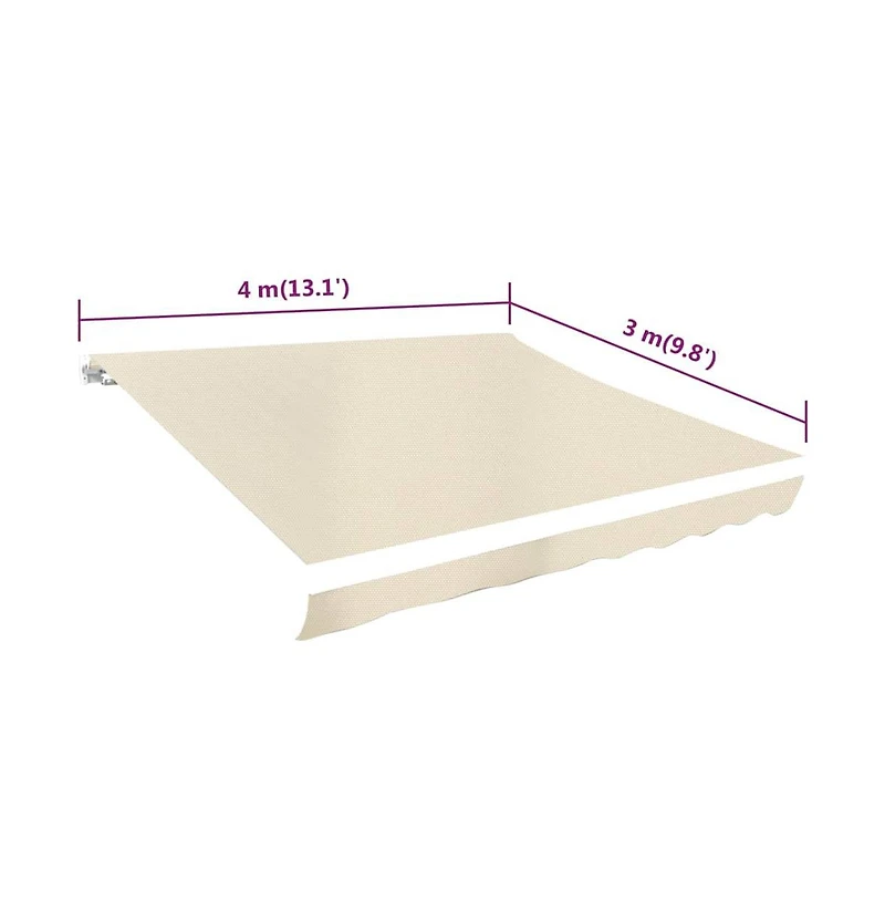 vidaXL Awning Top Sunshade Canvas Cream 13.1'x9.8' (Frame Not Included)