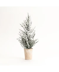 Seasonal Potted Snowy Pine Tree Bundle - Set of 4 Frosty Trees, Great for Creating Festive Winter Displays