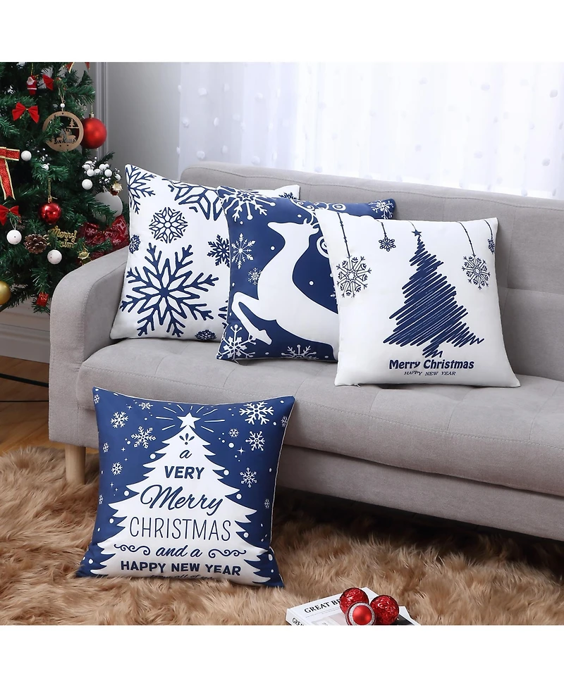 Caromio 4Pcs Velvet Christmas Decorative Throw Pillow Covers 18" x 18"