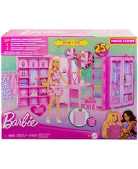 Barbie Dream Closet Toy Playset with Fashion Doll, Clothes, Accessories, 3-ft-Wide with 25+ Pieces