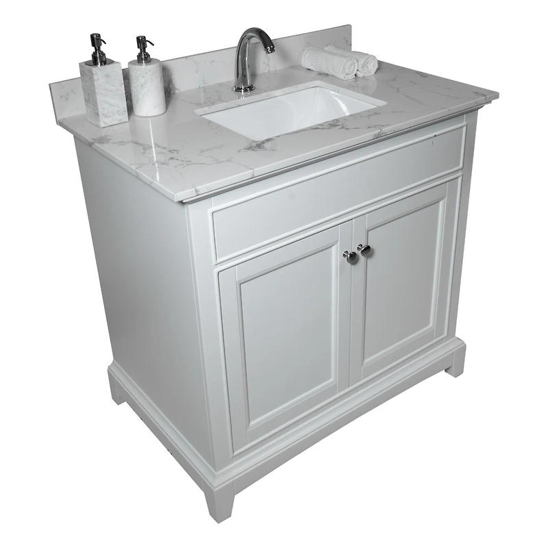 Streamdale Furniture 37 Inch Bathroom Vanity Top Stone Carrara New Style Tops With Rectangle Undermount