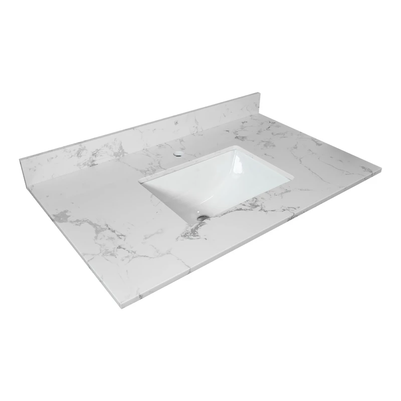 Streamdale Furniture 31 Inch Bathroom Stone Vanity Top Engineered Marble With Undermount Ceramic