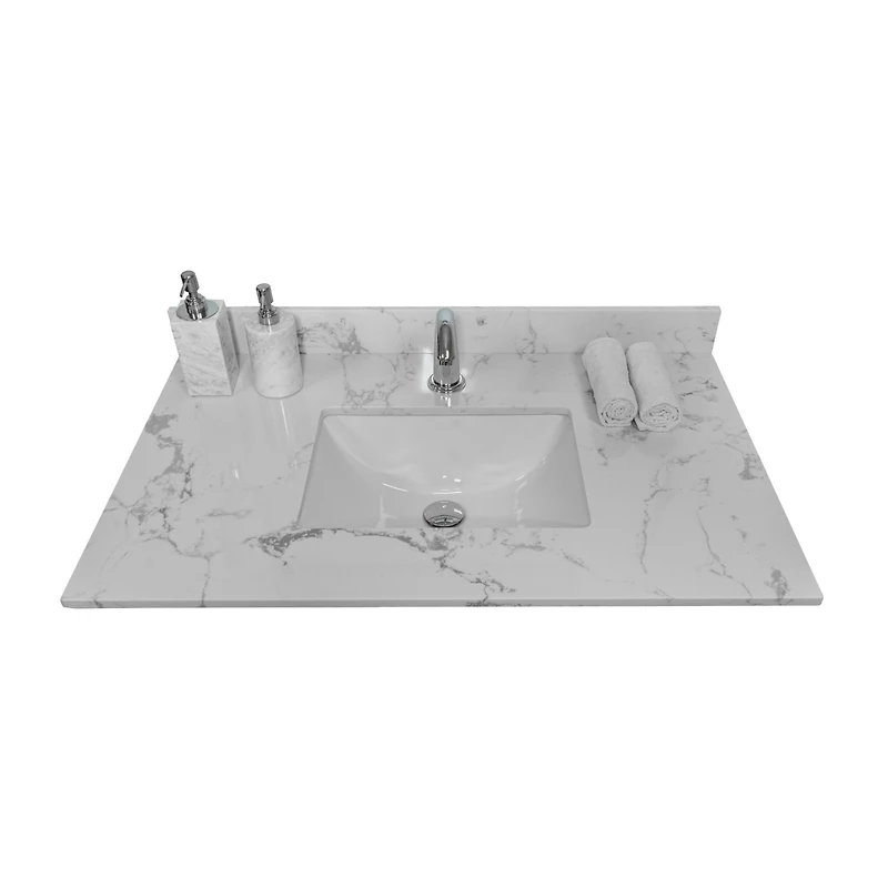 Streamdale Furniture 31 Inch Bathroom Stone Vanity Top Engineered Marble With Undermount Ceramic